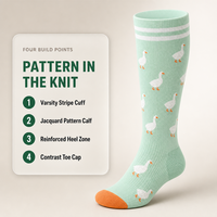 Chaussettes de compression montantes à motif animalier en jacquard tricoté pour infirmières, soulagement des crampes nocturnes