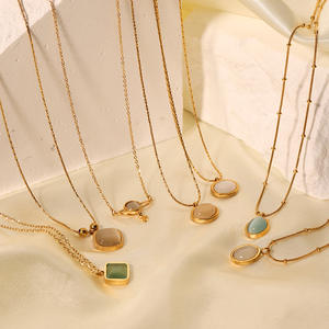 Европейско-американское ожерелье из нержавеющей стали с цирконием и жемчугом, позолоченное 18К, с подвеской в виде улыбающегося лица и эффектом кошачьего глаза - Product Image 4