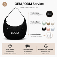 Sac bandoulière croissant en nylon personnalisé pour femme, léger, demi-lune, avec sangle réglable