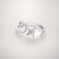 Bague chat en argent sterling S925 pour femme, design de niche, luxe léger, ajustable, pour l'index