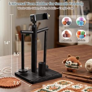 Wooden Yarn Rack With Phone <b>Holder</b> And Spool Stand For Hand Knitting - Product Image 3