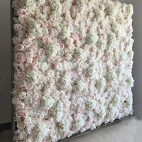 Panneau mural 3D MoKtong Pêche et Fleur d'Avignon avec roses artificielles en soie, hortensias et verdure pour événements romantiques en jardin ou fêtes