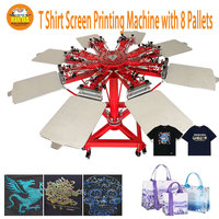 Meilleure Nouvelle Machine de Sérigraphie Rotative Manuelle pour T-shirts, 8 Couleurs, 8 Stations, Type Carrousel
