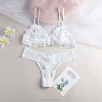 Europe et états-unis, décolleté en v profond ultra-mince sans trace, top court, culotte, soutien-gorge, string, femmes, sans couture, ensemble de 2 pièces