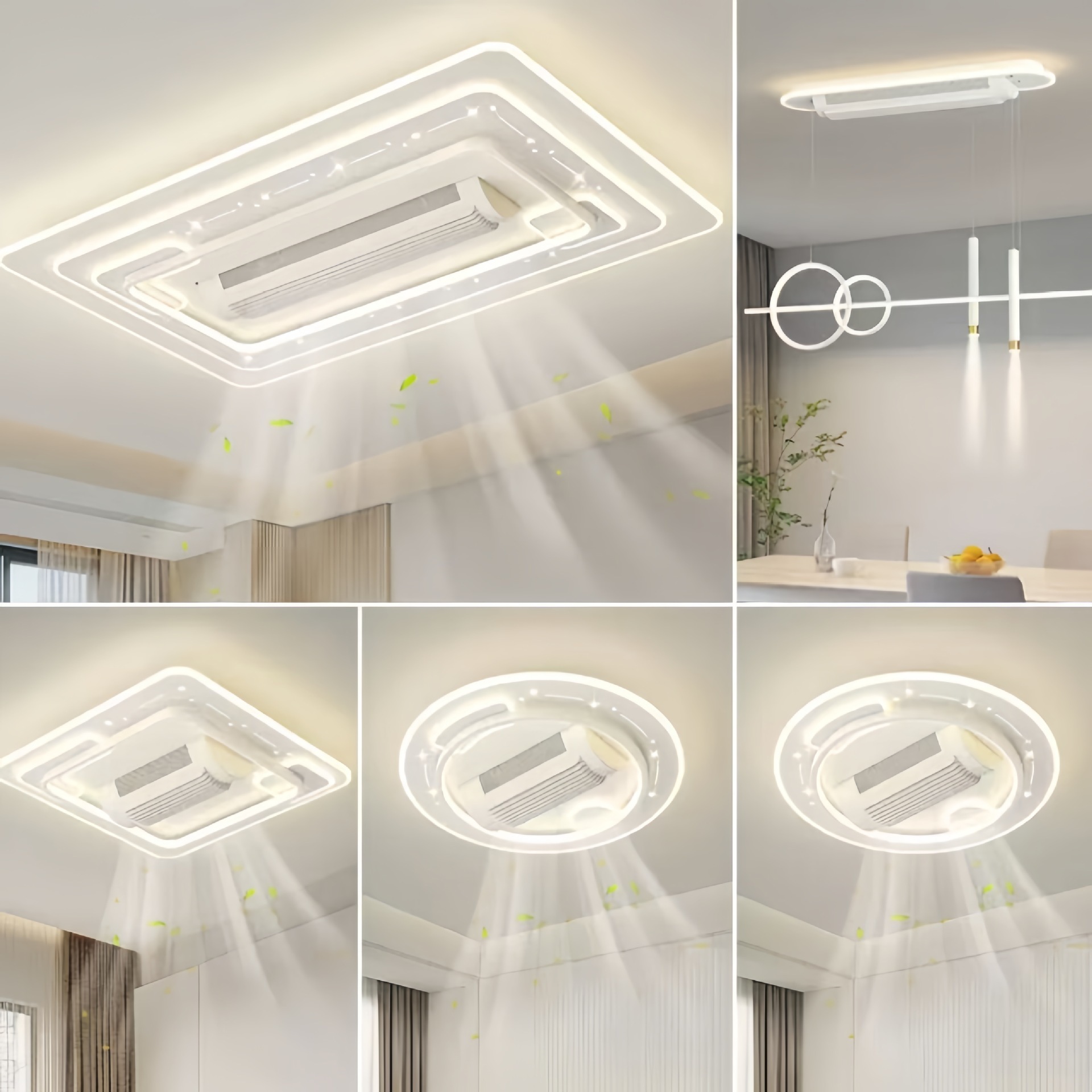 Bladeless Ceiling Fan Light with Remote Control Quiet LED Ceiling Lamp for Residential Commercial Lighting Factory Custom