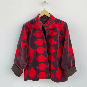 Uzbek เสื้อโค้ทกำมะหยี่สำหรับฤดูหนาวเสื้อนอกปักด้วยหนังปลาลายดอกไม้ทำจากผ้าคอตตอนปักลายดอกไม้ - Product Image 1