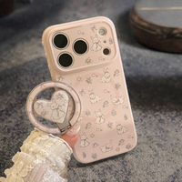 Coque de téléphone en TPU avec motif de dessin animé de lapin mignon et fleurs violettes, magnétique, pour 16 Pro Max