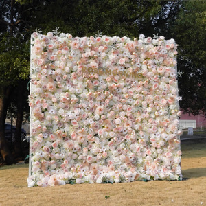 Mur de bienvenue rose 5D écologique en gros, arrangement de fleurs artificielles de 2,4x2,4m pour mariage, inscription, événement de <span class=keywords><strong>jardin</strong></span> - Product Image 6