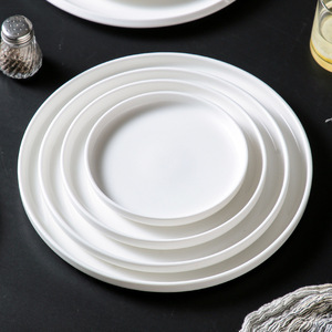 <b>Ceramic</b> Steak <b>Plate</b> Porcelain Round Solid Color Flat Dishware For Dining Table Use - Product Image 1