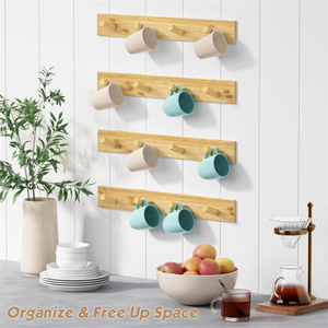 ขายด่วน! ชุดราวแขวนเสื้อผ้าติดผนังไม้ธรรมชาติทันสมัย 4 ชิ้น สำหรับบ้าน สำนักงาน หรือห้องนอน - Product Image 3