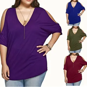 थोक ढीली टी-शर्ट महिलाओं की ब्लाउज टीशर्ट में सबसे ऊपर प्लस आकार महिलाओं