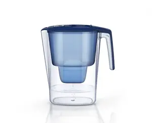 Filter air plastik 2,5 l, wadah penyaring air, wadah penyaring air dengan filter karbon aktif