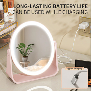Specchio Cosmetico Portatile a LED con Luce Tricolore e Illuminazione da Tavolo per Dormitorio e Ufficio - Product Image 4