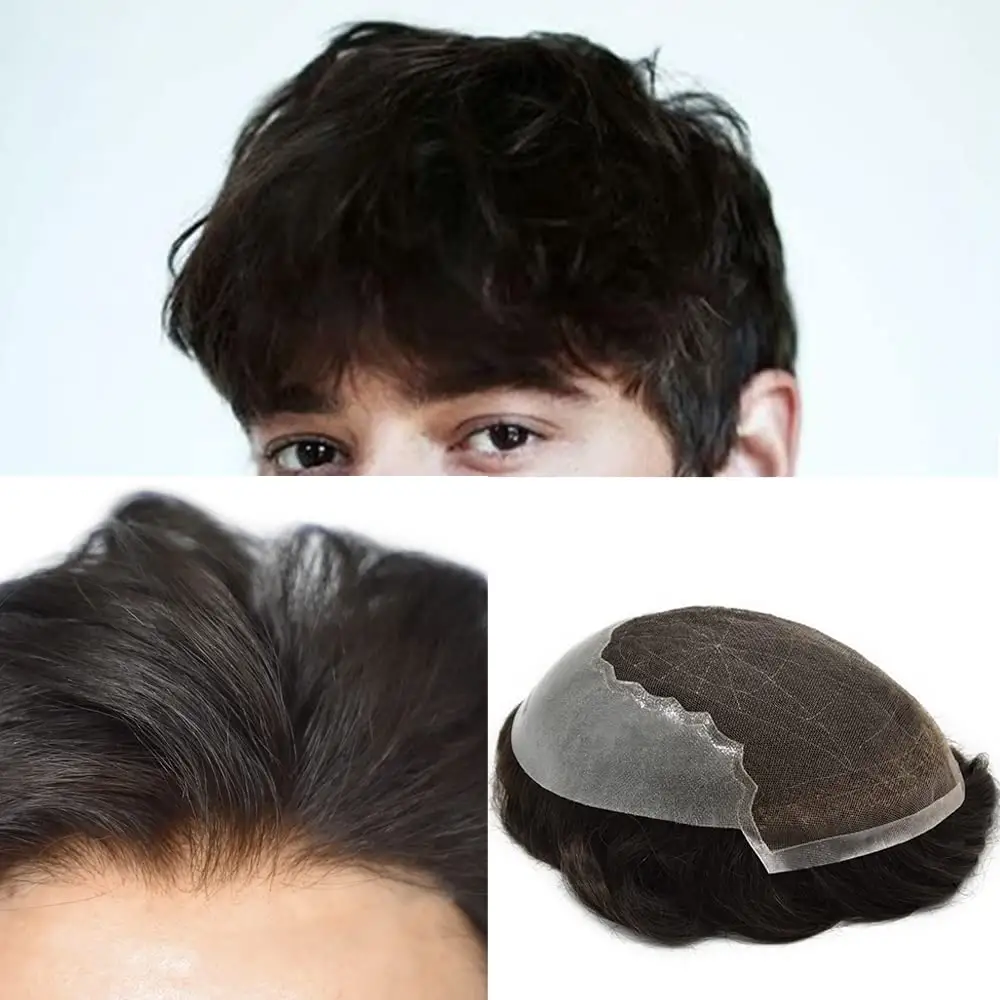 Wholesale Toupee Factory Stock Toupee Ready To Ship Products Q6 System 6x8" Hair Human Men 's Toupee Hair Replacement System
