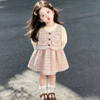 Niedliches Mehrlagiges Langarm-Prinzessinnenkleid Frühling Baby Mädchen Kinder 1. Geburtstag Festkleid