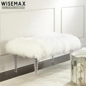 WISEMAX мебель в нордическом стиле домашний декор для зала ожидания акриловая рамка шерстяная ткань пуфик скамья для гостиной