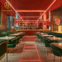 Ensemble de mobilier de luxe Ron Group en cuir et marbre pour hôtels, cafés et restaurants : tables, chaises et banquettes