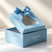 Boîte cadeau personnalisée en gros avec fenêtre, boîte en carton avec ruban, emballage pour cadeaux d'anniversaire et de fêtes