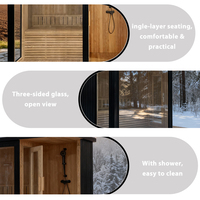 Sauna sec en cèdre rouge moderne, design intérieur-extérieur, combinaison douche, poêle à infrarouge lointain, sauna extérieur