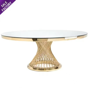 Precio barato moderno hotel banquete muebles de acero inoxidable blanco y oro patrón de mesa para boda - Product Image 5