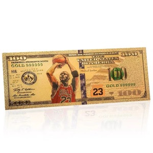 Wholesale Famous Basketball <strong>Star</strong> <strong>Michael</strong> Jor-dann Card Gold Foil Banknote Colored American Dollar Banknote Souvenir