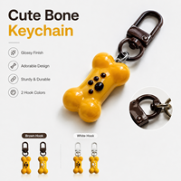 Porte-clés Os de Chien Mignon en Résine, Pendentif Chiot Dessin Animé, Mini Breloque de Sac, Cadeau pour Amoureux des Animaux, Couples, Étudiants, Enfants, Garçons et Filles