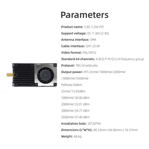 HGLRC 5.8G 5.5W เครื่องส่งสัญญาณวิดีโอความถี่สูง กำลังส่งสูง ปรับระดับกำลังได้ สำหรับการถ่ายภาพทางอากาศ โดรนสำหรับการเดินทาง - Product Image 4