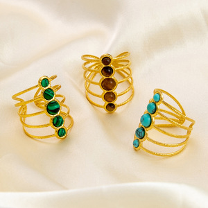 Hot Sale 18K Gold Plated Natural <b>Stone</b> Stainless Steel <b>Ring</b> - Vintage Non-Fading Ins Niche Jewelry for Women - Product Image 6