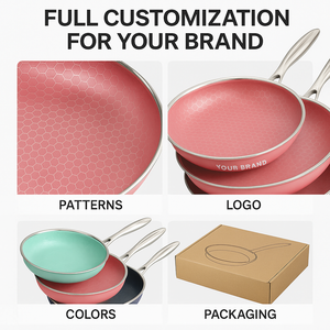 Shangwey Batterie de Cuisine Usine Vente en Gros 28/30cm en Acier Inoxydable Poêle de Cuisine Antiadhésive en Nid d'Abeille en Acier Inoxydable Poêle à Frire - Product Image 5