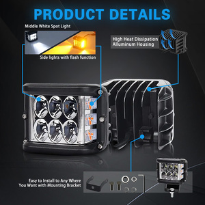 New Arrivals <span class=keywords><strong>4</strong></span> Inch 36W Xe Sương Mù Ánh Sáng 3 Side Trắng Vàng Wraning Flash Nhấp Nháy Ánh Sáng Cho Jeep Xe Tải Offroad - Product Image 2