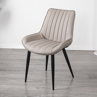 Chaise de salle à manger en cuir bleu marine, pieds en métal, bleu marine