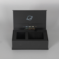 Boîtes cadeaux de luxe en gros, boîte pliable à LED laser, boîte magnétique noire, ensemble complet, fermeture magnétique, emballage personnalisé