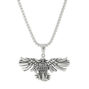 Collar de Acero Inoxidable con Colgante de Águila, Joyería de Moda para Hombre, Estilo Europeo Americano, Amuleto Animal, Cadena de Regalo, Perla Cuadrada de 60C - Product Image 1