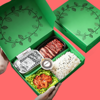 Boîte à bento BBQ personnalisée avec logo, en papier kraft, boîte à griller Yaki, boîte à barbecue jetable, emballage alimentaire bento, boîte à lunch pour la restauration en plein air