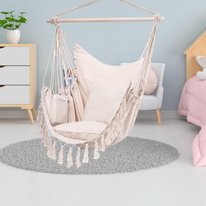 Hanging <b>Hammock</b> Chair with Cushions, Portable Swing Chair with Hardware Kits, for Indoor & Outdoor, Bedroom, Patio, Max 440 LBS - Product Image 4
