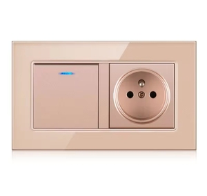 146*86 Mét Tempered Glass Bảng điều chỉnh pháp tường ổ cắm 1Gang 1 Way LED chuyển đổi tường cơ khí Rocker chuyển - Product Image 4