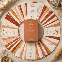 Cartes Oracle Bohème Premium Soleil Lune Affirmation Personnalisables Boîte en Papier Famille 52 Cartes Luxe Ornement Doré Écologique Durable