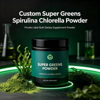 Poudre de Super Aliments Verts Mélange de Spiruline et de Chlorelle Nutrition Végétale pour Adultes Sans Conservateurs Sans Sucrose |   Poudre de complément alimentaire en vrac