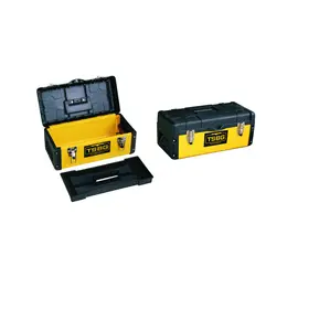 Cassetta degli attrezzi in plastica nera cassetta degli attrezzi in acciaio giallo cassetta degli attrezzi in ferro da 19 pollici scatola in metallo con vassoio