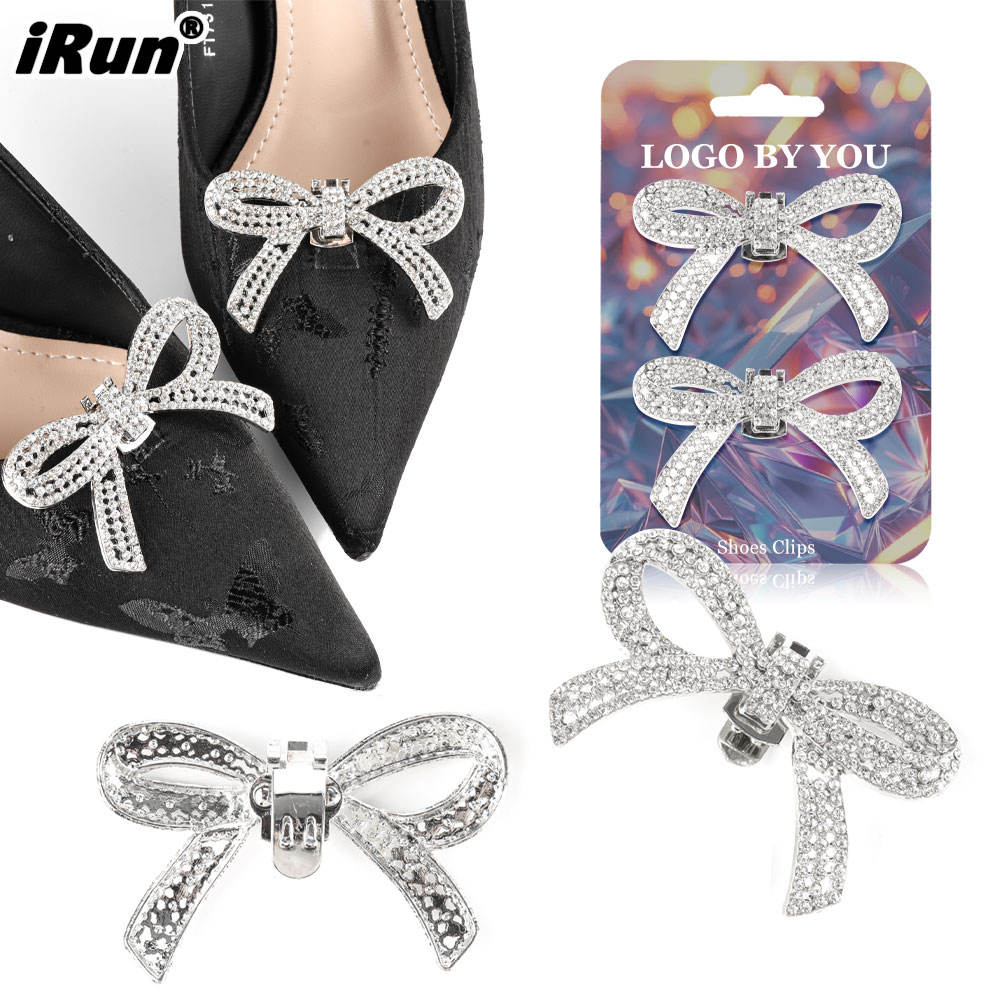 Crystal Bow Shoe Clips Elegant Removable Shoe Decor