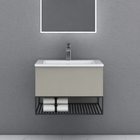 Produk Baru 600Mm Modern Wastafel Keramik Kamar Mandi Dinding Tergantung Dipasang Kabinet Vanity Set Unit
