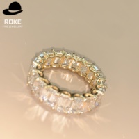 Anillo de Oro de 9K-18K con Diamante de Laboratorio Corte Esmeralda VVS DE, Hecho a Medida, para Regalo de Aniversario, Compromiso o Boda para Mujer