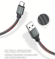 Kabel Data LS441 2.4A Micro USB Type C TPE 1M 2M V8 USB Type-C untuk Ponsel, Kabel Pengisian Cepat