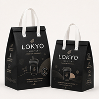 Sac non tissé personnalisé LOKYO, imprimé, de qualité alimentaire, réutilisable, pour transporter des boissons à bulles, sac à emporter pour thé au lait