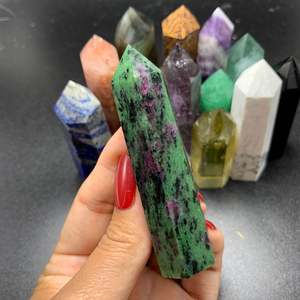 Diferentes piedras preciosas, cristal de turmalina natural 100%, punto de piedras preciosas, reiki, curación, varita de cristal, decoración del hogar - Product Image 4