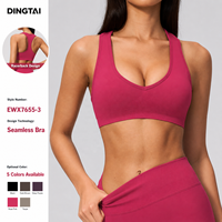 Soutien-gorge de sport sans couture Dingtai à col en V et dos nageur, séchage rapide, coupe ajustée, pour le yoga et le Pilates, pour femme, personnalisable OEM