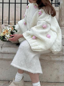 <span class=keywords><strong>เสื้อ</strong></span>สเวตเตอร์ถักไหมพรมแขนยาวทรงหลวมสไตล์สตรีทแฟชั่นสำหรับฤดูใบไม้ร่วง ตกแต่งด้วยดอกกุหลาบ - Product Image 5