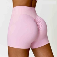 Shorts de sport taille haute froncés pour femme, effet push-up, en tissu extensible doux, pour entraînement, gym, cyclisme, yoga
