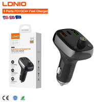 Émetteur FM LDNIO C704Q, adaptateur radio sans fil pour voiture, chargeur universel pour voiture avec charge rapide QC3.0