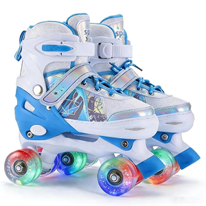 <span class=keywords><strong>Pattini</strong></span> <span class=keywords><strong>a</strong></span> <span class=keywords><strong>rotelle</strong></span> <span class=keywords><strong>per</strong></span> bambini <span class=keywords><strong>a</strong></span> doppia fila e quattro ruote con luci, doppio freno, in tessuto PU, <span class=keywords><strong>per</strong></span> principianti, protezione <span class=keywords><strong>per</strong></span> ragazze e ragazzi - Product Image 1